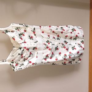 White, Rose patterned mini dress, corset like top, Brand; For Love and lemons